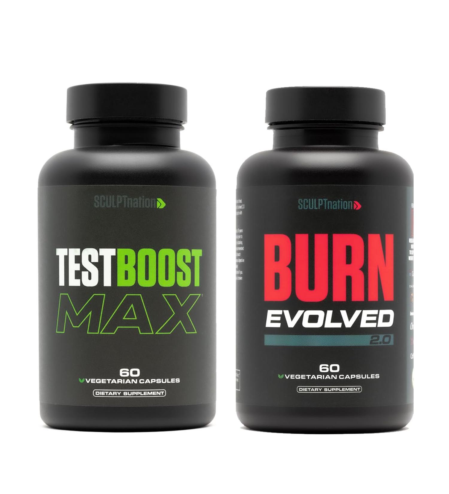 Sculpt Nation by V Shred T-Boost Max and Burn Metabolism Support with Tribulus Ashwagandha Chromium and Ginseng Root 2 Pack 60 Capsules Each - Buy Online on GoSupps.com