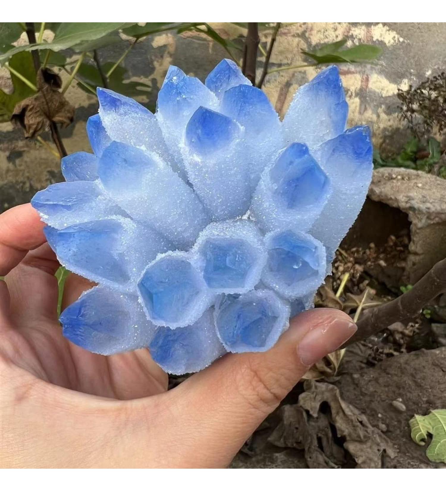 Natural Crystal Rough Natural Magic Natural Citrine Crystal Cluster Blue Quartz Cluster Blue Raw Stones Specimen Home Decoration 300-400g - Buy Online on GoSupps.com