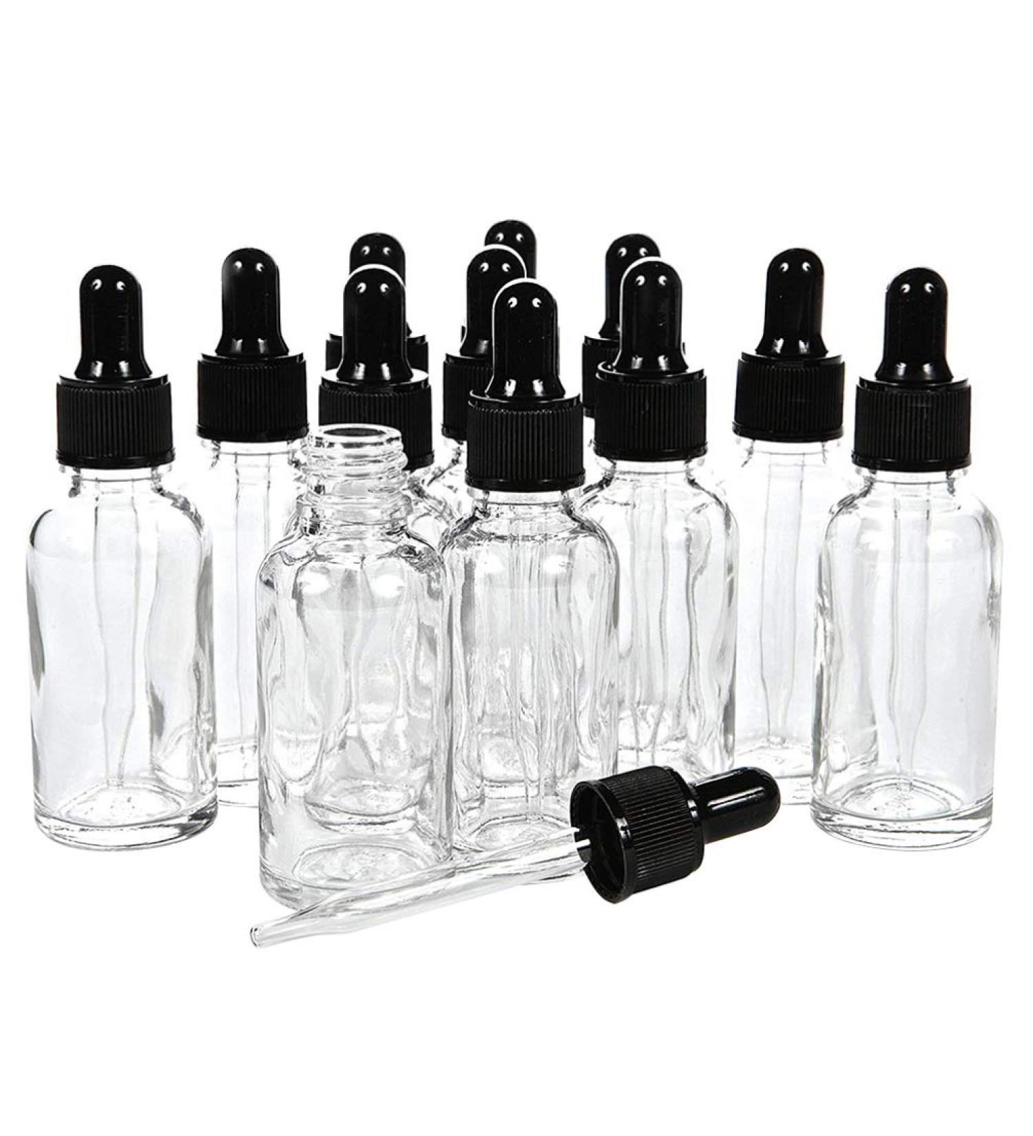 Minkissy 12Pcs Glass Dropper Bottles Clear Essential Oils Bottles with Glass Eye Droppers Refillable Empty Bottles for Liquid Aromatherapy Essential Oils(30ml) - Buy Online on GoSupps.com