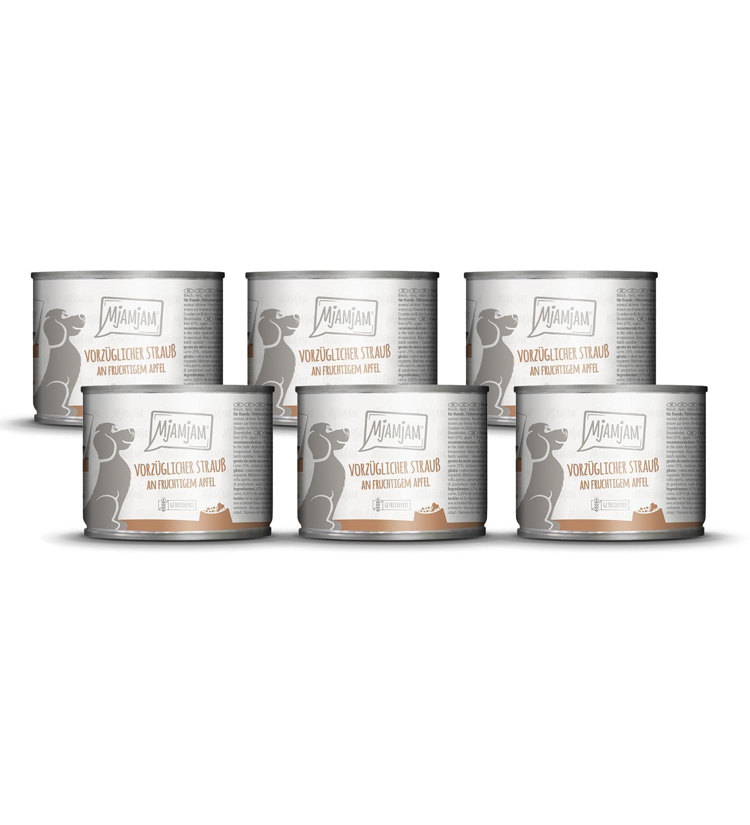 MjAMjAM - Premium wet food for dogs - exquisite bouquet of fruity apples 6 pack (6 x 200g) grain free extra rich in meat