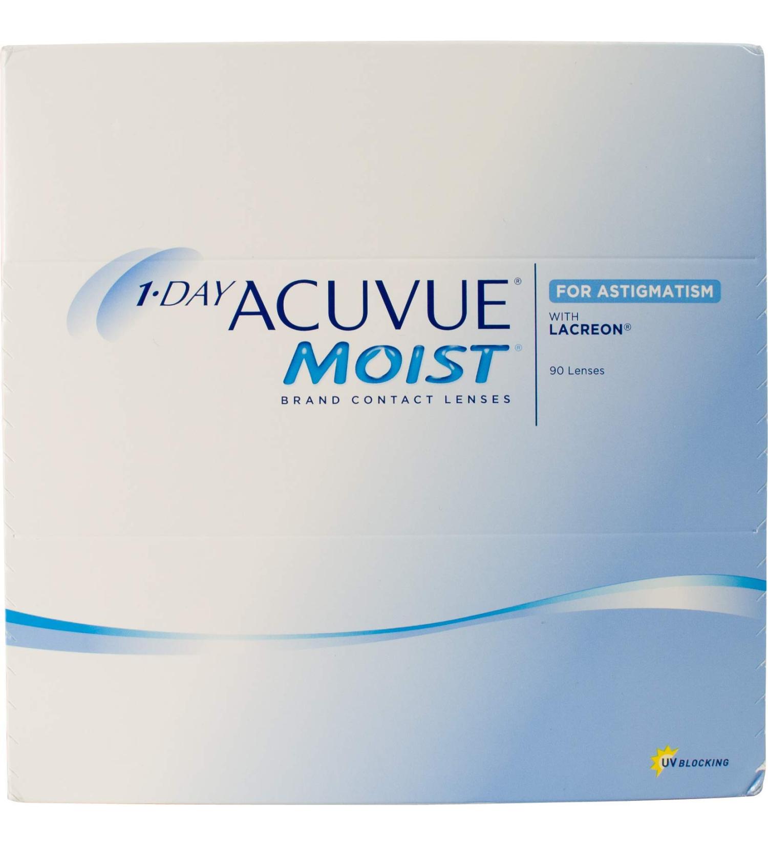 1 -day acuvue moist for astigmatism toric daily lenses soft 90 pieces / bc 8.5 mm / dia 14.50 / cyl -1.25 / axis 180 / +1.25 dioptria