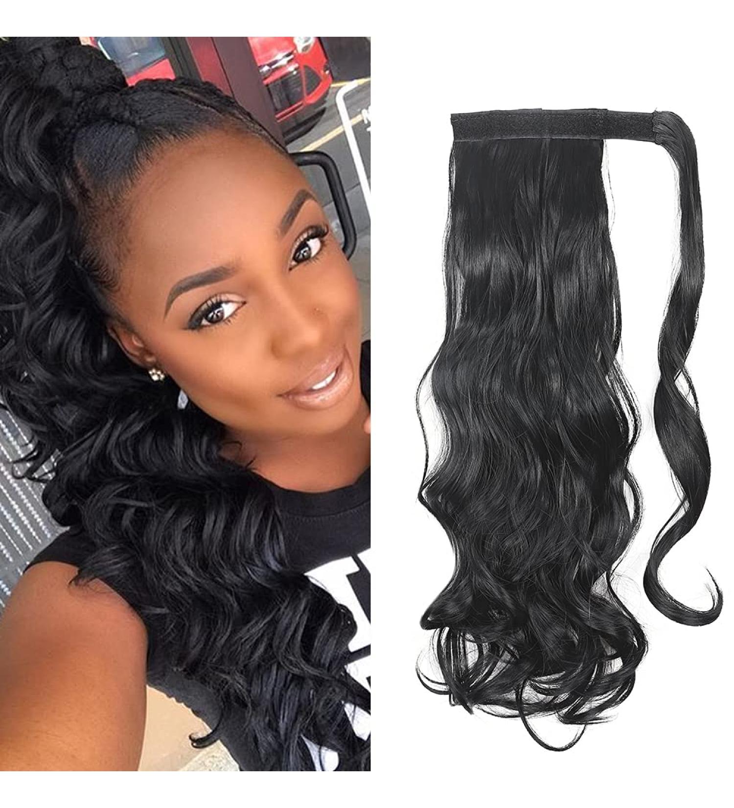 Shop 45cm Black Wavy Ponytail Clip-In Braid Extension - Realistic Hairpiece for Effortless Style - Buy Online on GoSupps.com