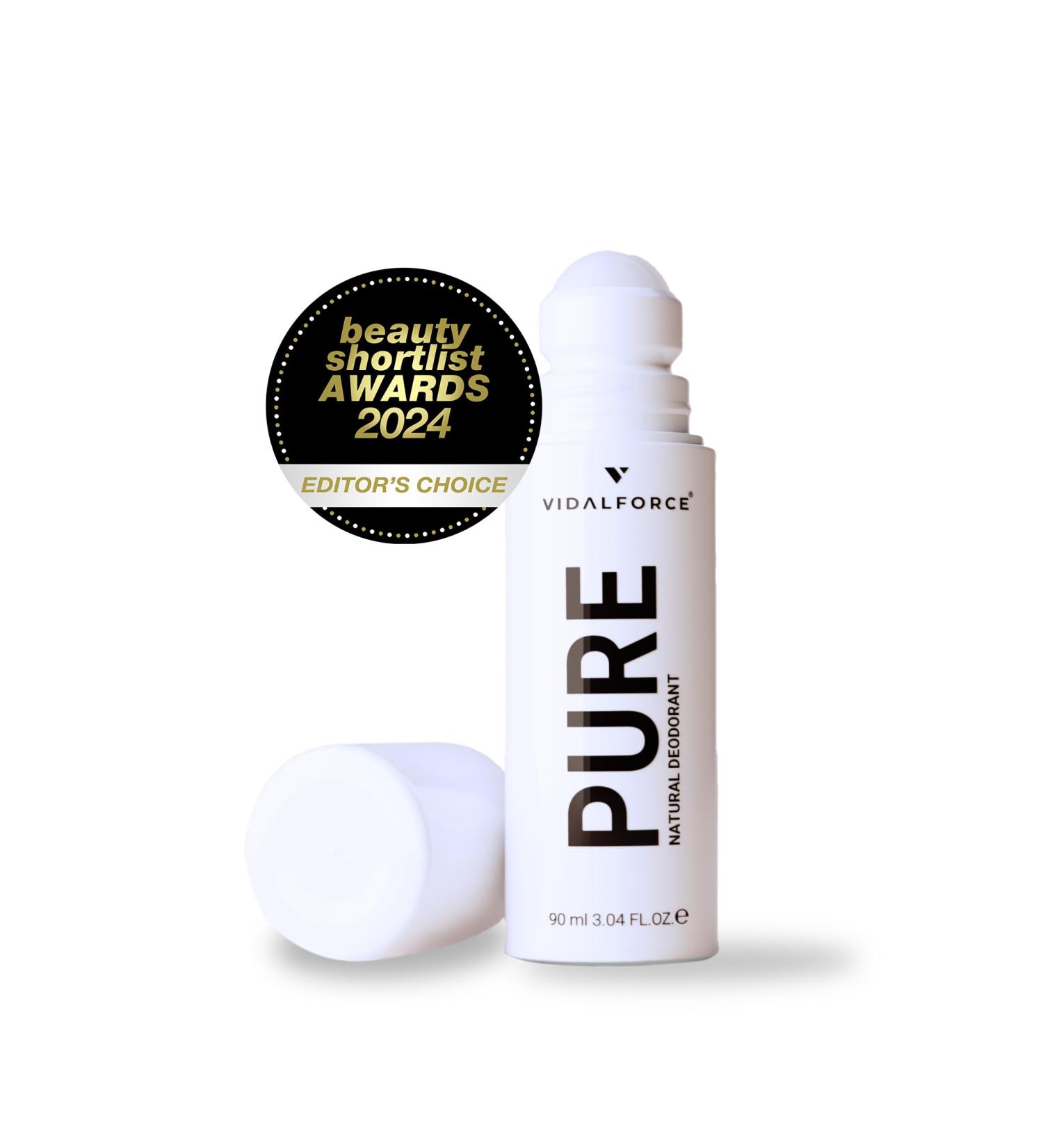  VIDALFORCE PURE Men's Deodorant Without Aluminium I Fragrance Mataor I XXL 90 ml Organic Deodorant 71% & Natural Deodorant 100% with a Score of 100/100 on Yuka I Organic Roll-On Deodorant I Natural Men's - Buy Online on GoSupps.com