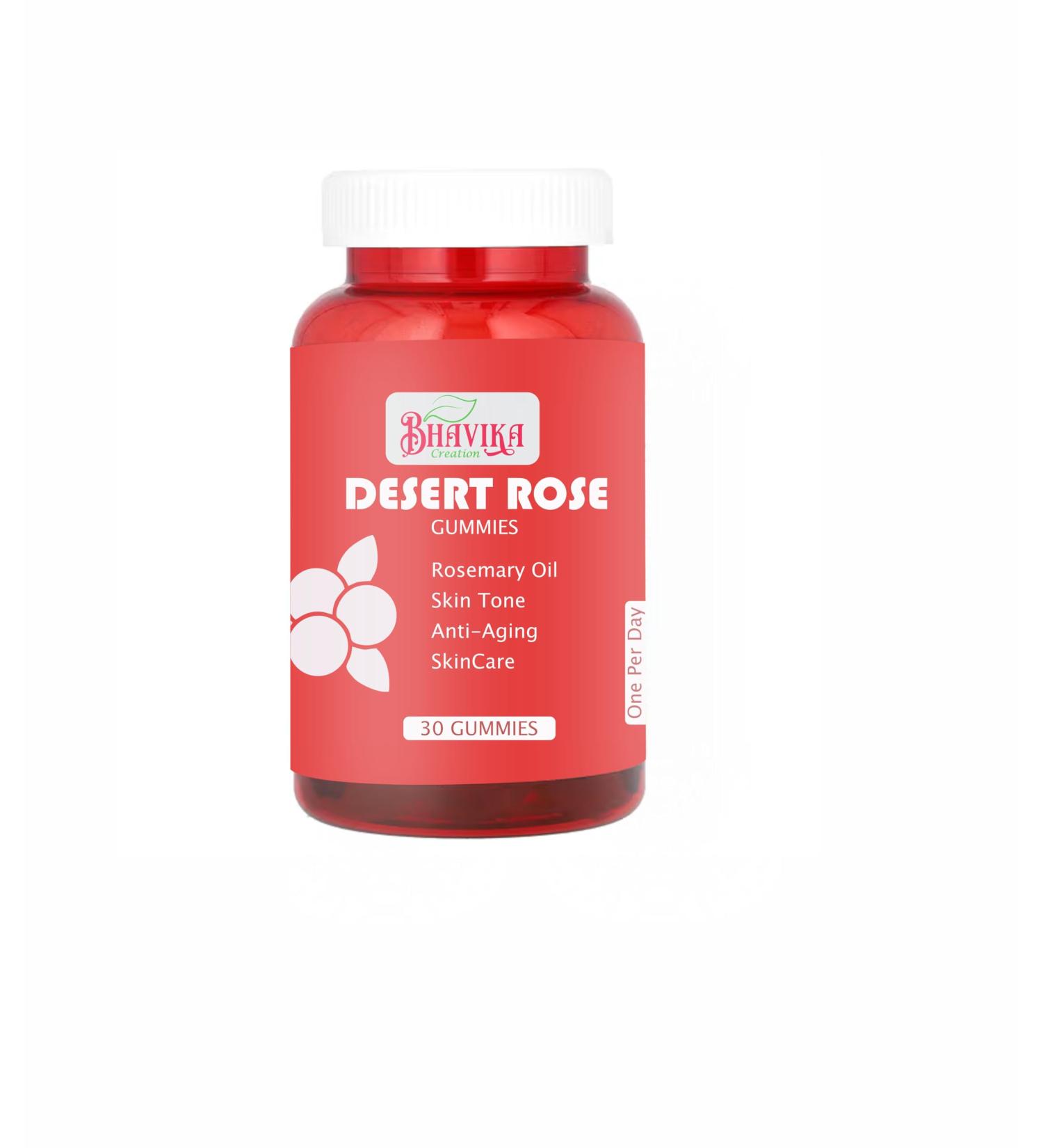 bhavika Creation Desert Rose Rosemary Oil Gummies for Skin Tone Anti-Aging 30 Count