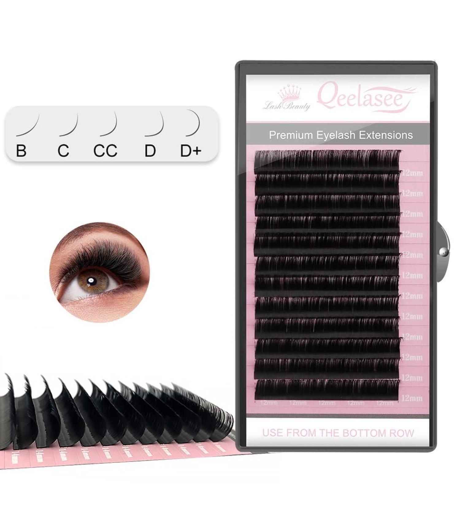 Qeelasee 0.07 Thickness CC Curl 11mm Volume Mink Eyelash Extensions - Professional Salon Grade Semi-permanent Silk Lashes - Buy Online on GoSupps.com
