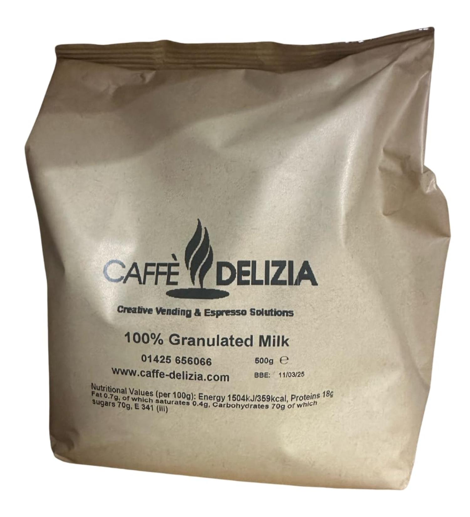 Caffe Delizia 100% Granulated Milk 1 x 500g Perfect for inside an espresso machine