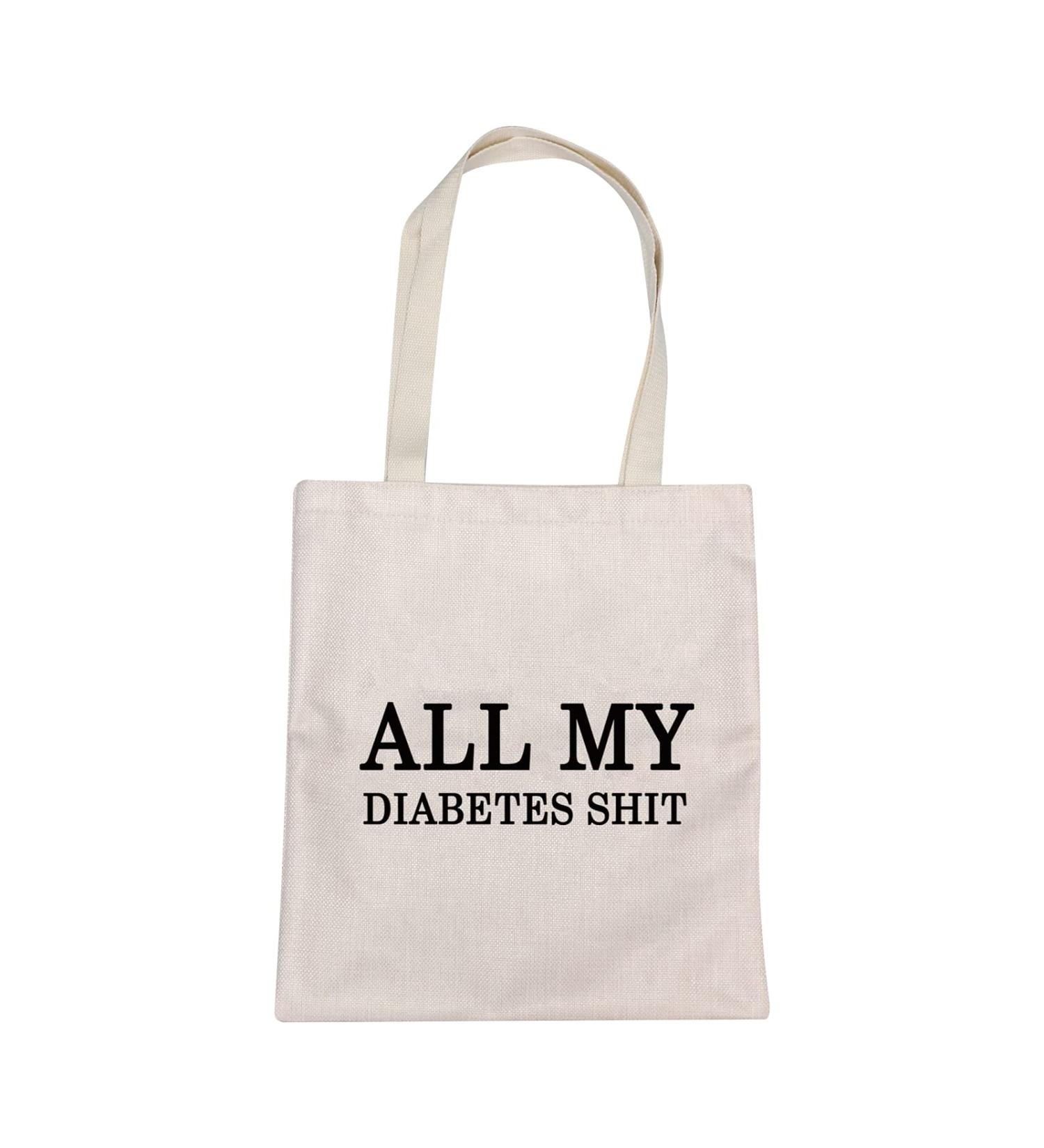 Diabetic Tote Bag - Funny Diabetic Gifts for Emergency Patients | Canvas Shoulder Bag for Diabetic Supplies - Buy Online on GoSupps.com