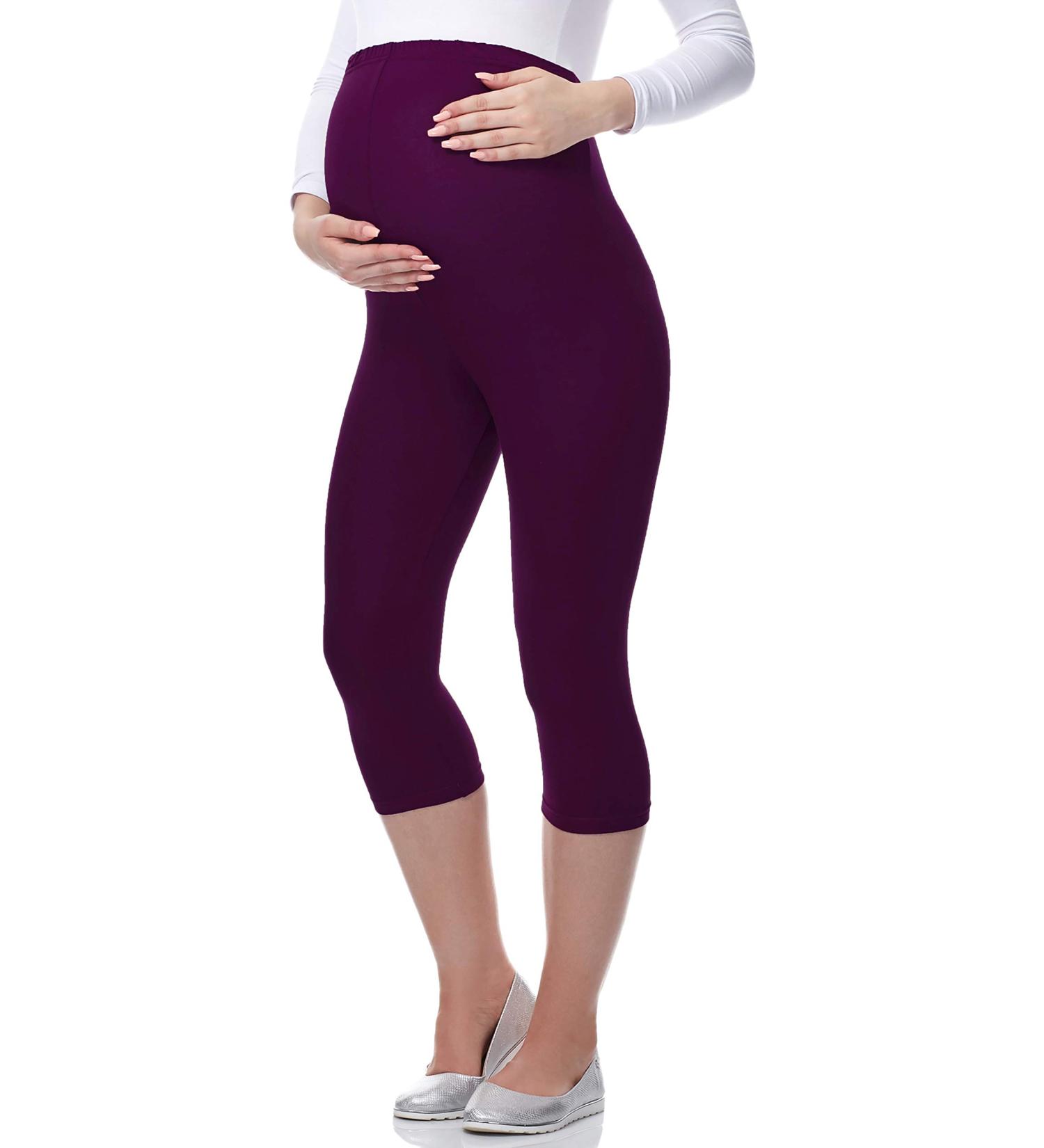 Be Mammy Women's Maternity 3/4 Leggings 3XL Plum - Comfortable Pregnancy Wear - Buy Online on GoSupps.com