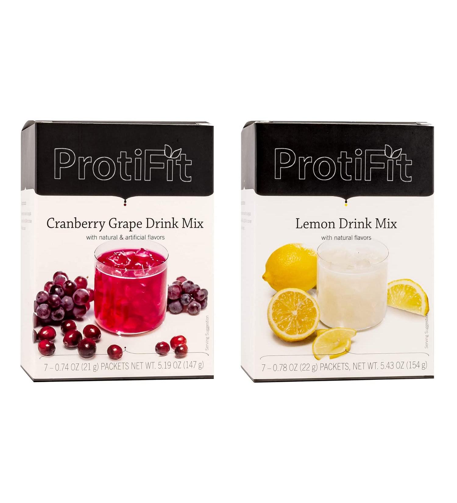 PROTIFIT - High Protein Cranberry Grape & Lemon Fruit Drink 2 Pack 15g Protein Low Calorie Sugar Free Ideal Protein Compatible 7 Servings Per Box (2 Pack) - Buy Online on GoSupps.com