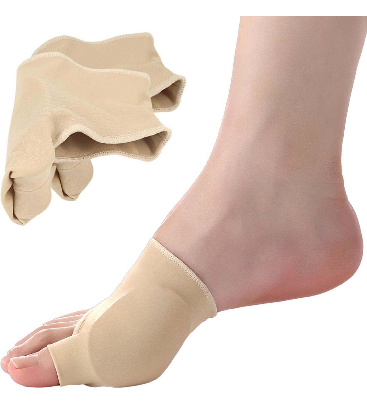 2 Pack Hallux Valgus Correction Bandage with Gel Pad - Elastic Bunion Sleeve for Pain Relief | Beige Orthopedic Support - Buy Online on GoSupps.com