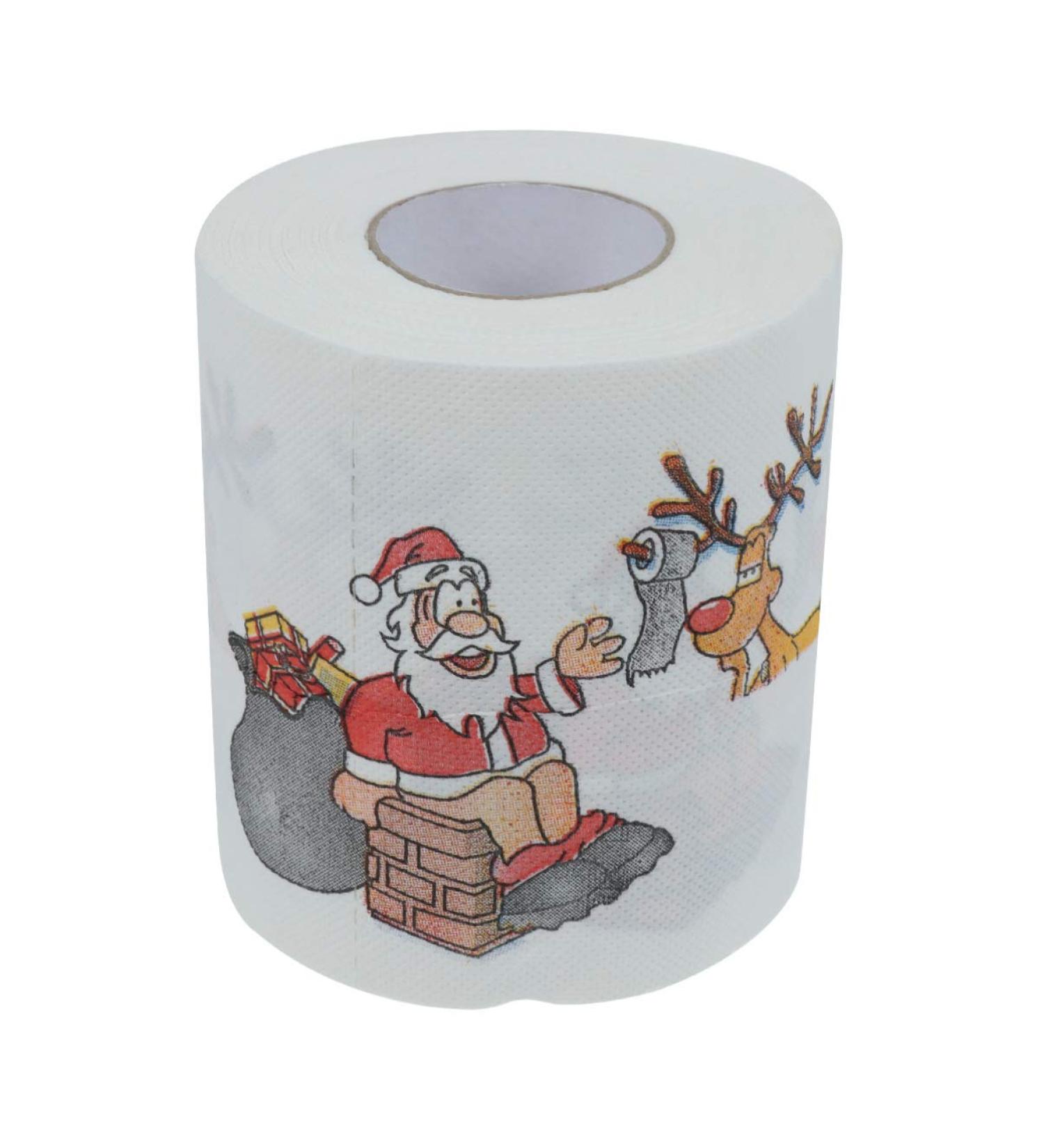 Christmas Toilet Paper Santa Claus Reindeer Pattern Funny Toilet Tissue Xmas Holiday Party Decoration Supplies - Buy Online on GoSupps.com