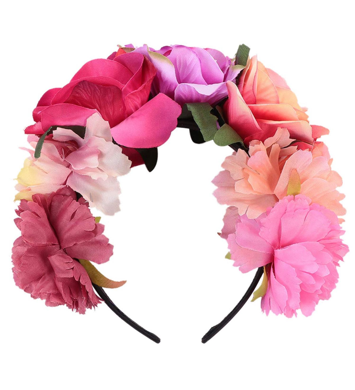 FRCOLOR Mexican Floral Headband for Women Halloween Flower Crown Hair Hoop Rose Headband for Cosplay Party(Purple) 18x12cm Pink - Buy Online on GoSupps.com
