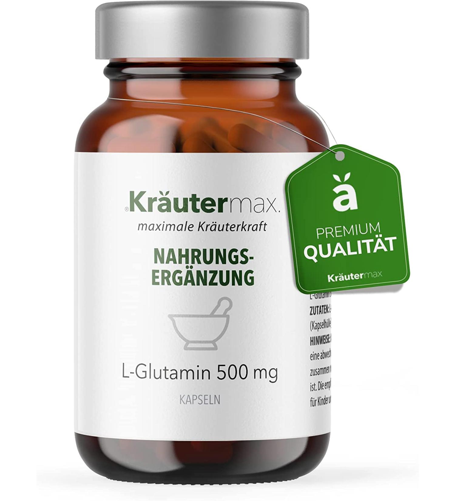 Buy Herbal Max L-Glutamine Capsules - High Dose Amino Acid Powder Vegan 90 Pieces - Buy Online on GoSupps.com