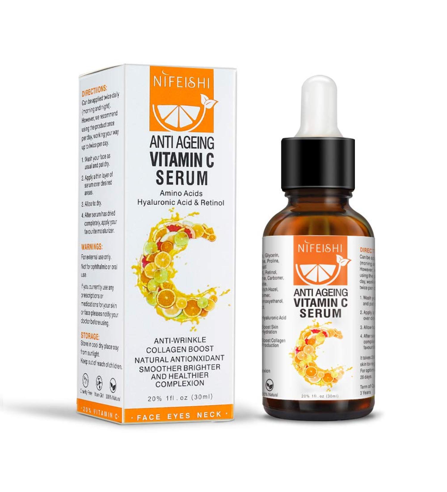 Vitamin C Serum for Face with Hyaluronic Acid & Retinol - Hydrate Dark Spots & Fine Lines - 1 fl oz - Buy Online on GoSupps.com