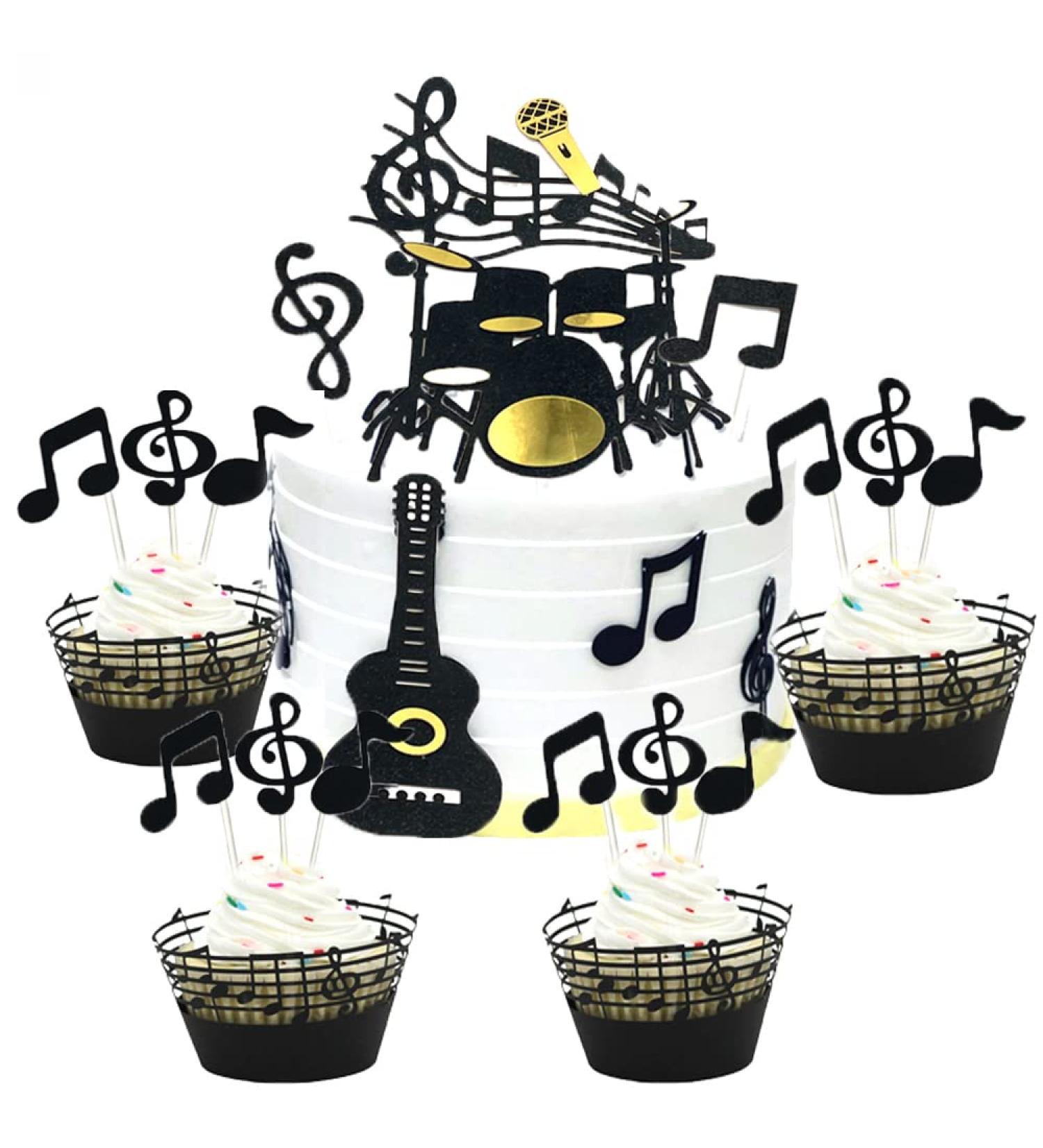 (Set of 20)Music Notes Cupcake Topper Picks Music Notes Cake Decorations Party Supplies Birthday Cake Decorating Tools for Baby Showers - Buy Online on GoSupps.com