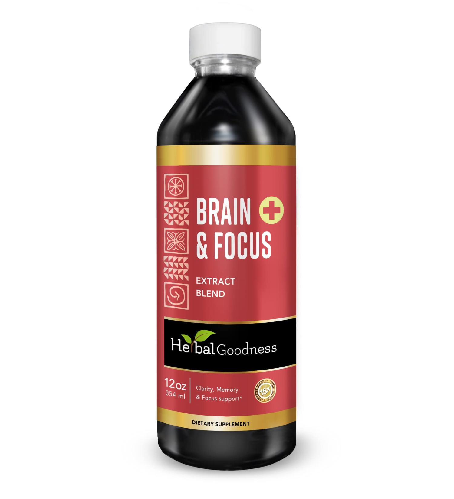 Herbal Goodness Brain and Focus - Nootropic Brain Supplement Immune System Booster Brain Health - Gingko Graviola Lion's Mane - Non-GMO Natural - 12oz - 23 Servings