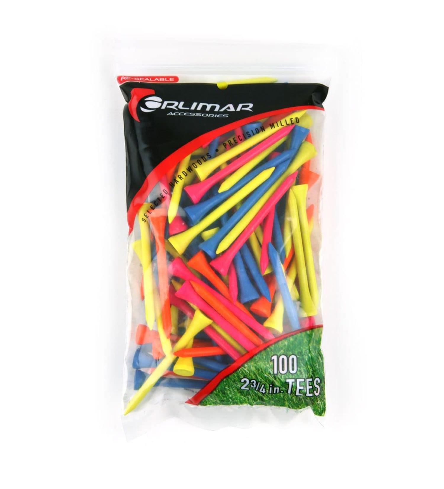 Orlimar Wood Golf Tees - 100 Count, 2-3/4 inches - Multiple Colors and Sizes Available - Buy Online on GoSupps.com