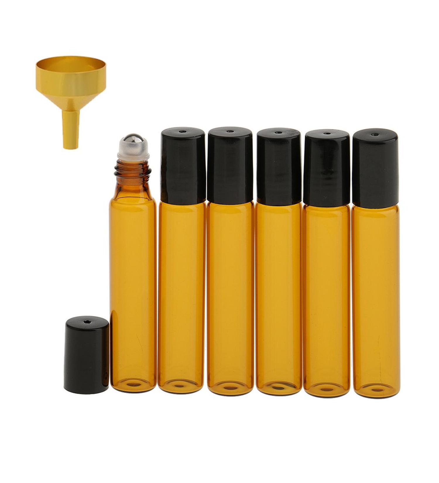 Gazechimp 6pcs 10ml Glass Roll-On Bottles with Stainless Steel Roller Ball & Mini Metal Funnel Perfect for Essential Oils & More | Fast International Shipping - Buy Online on GoSupps.com