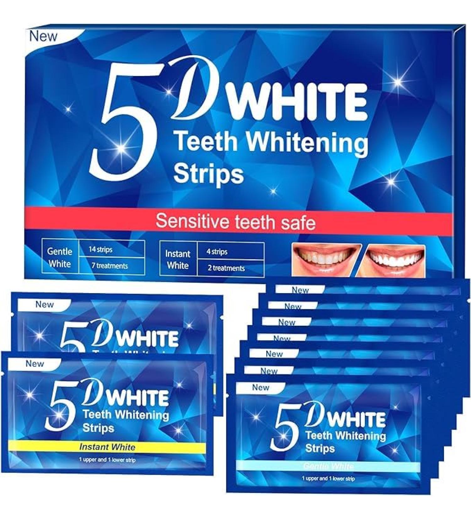 Teeth Whitening Strips: 7 Sensitive White Strips + 2 Powerful Instant Whitening Strips for Teeth Whitening Effective and Safe Teeth Whitening Strips  - Buy Online on GoSupps.com