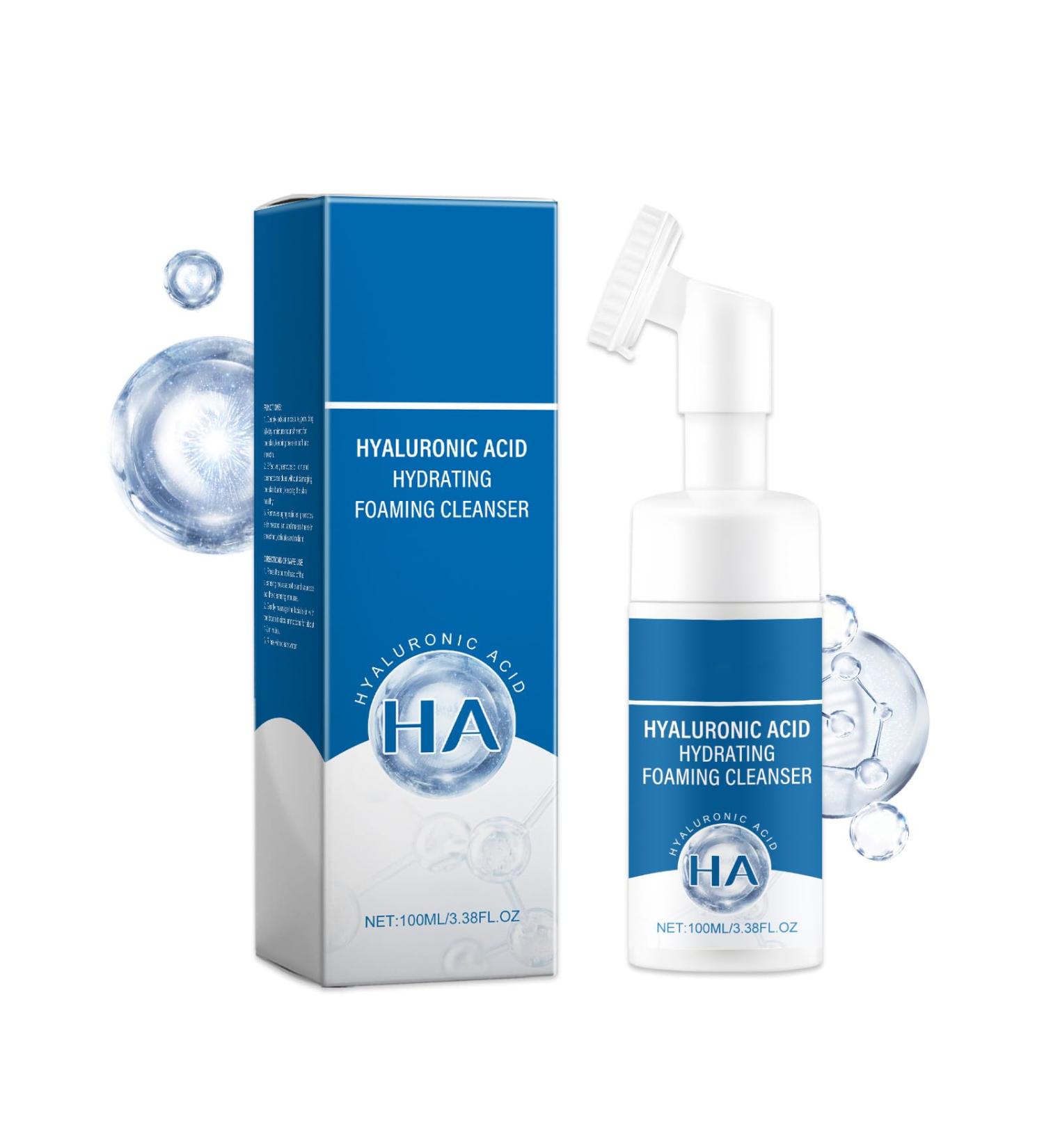 Hyaluronic acid Facial Cleanser Foaming Face Wash with Ceramide Exfoliation Deep Clean Pores Firming Skin Hydrating and Nourishing 3.38oz