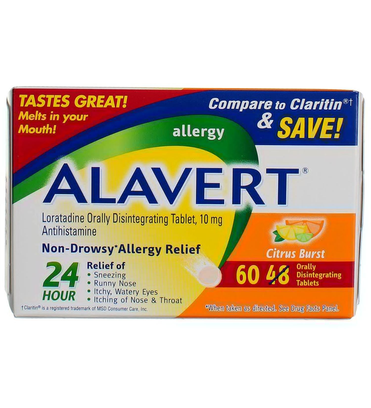 Alavert Allergy Citrus Burst Tablets - 60 Count - Buy Online on GoSupps.com