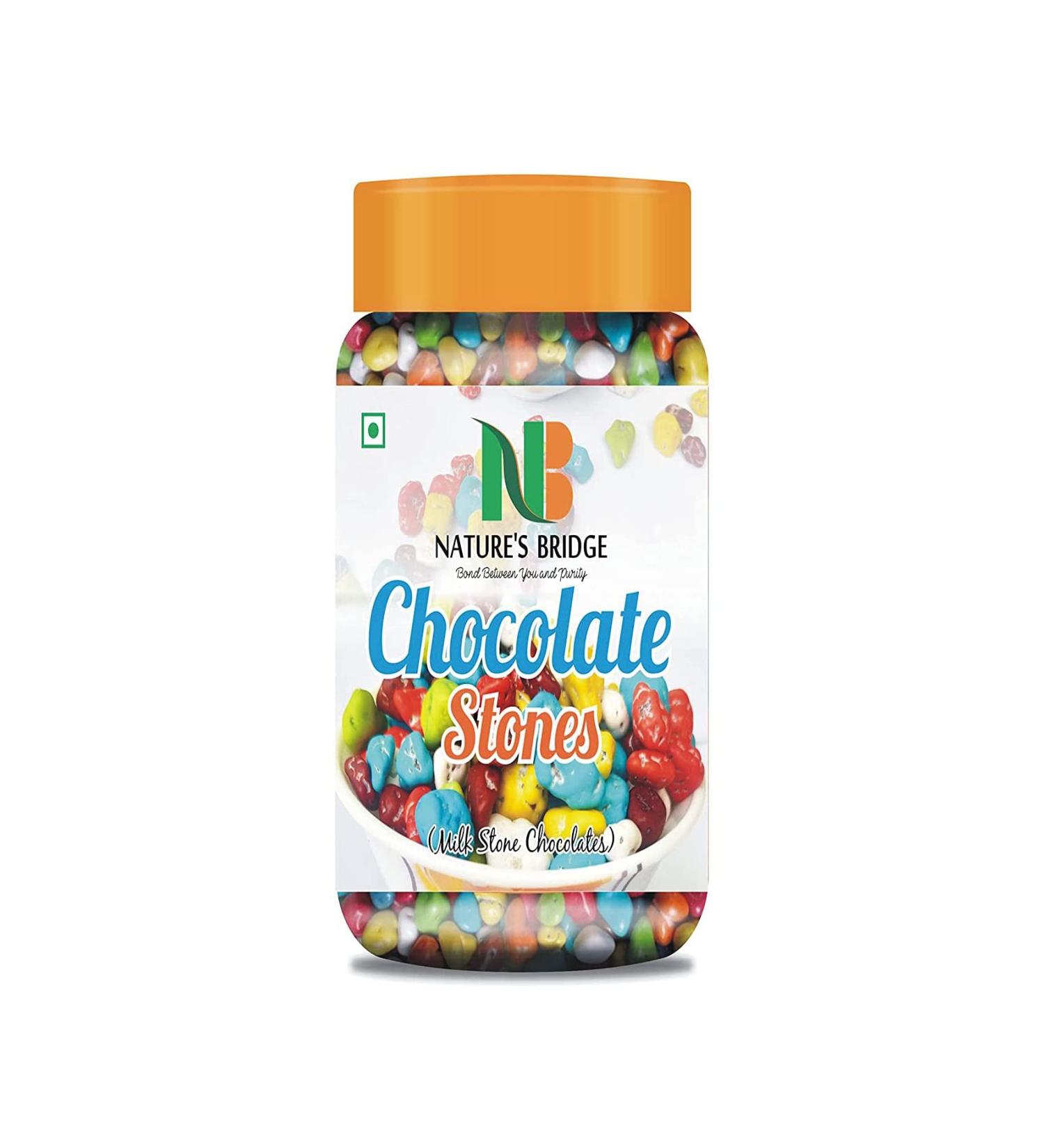 Nature's Bridge Stone Chocolate Munchies Jar Pack (275 Gm) / Rock Shaped Chocolate Gem s/Stone Candy - 275 Gm_Packing May Vary