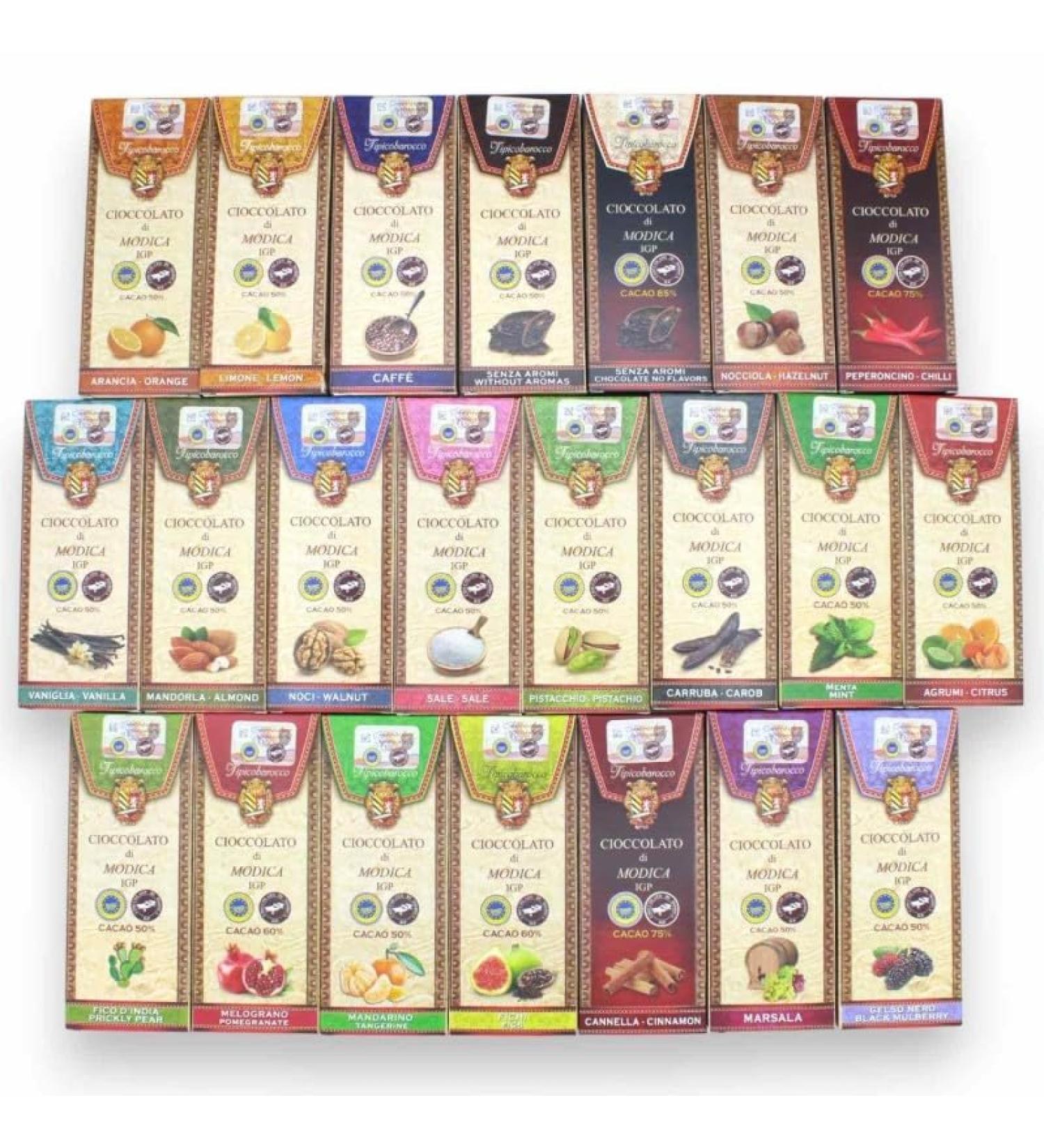 SICILIA BEDDA CAPACI 100% Handcrafted Modica Chocolate, Ancient Recipe, Available in Different Flavors, 100g - Marsala