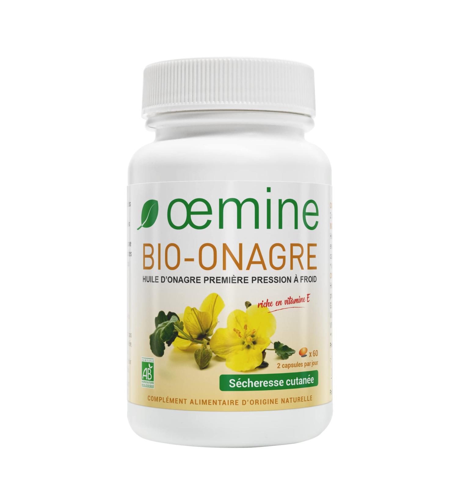 Oemine Evening Primrose Organic 1000mg 60 Capsules - Cold Pressed Organic Evening Primrose Oil GLA Source Enriched Vitamin E - Female Comfort and Healthy Skin - Menstrual Cycle & Menopause Food - Buy Online on GoSupps.com