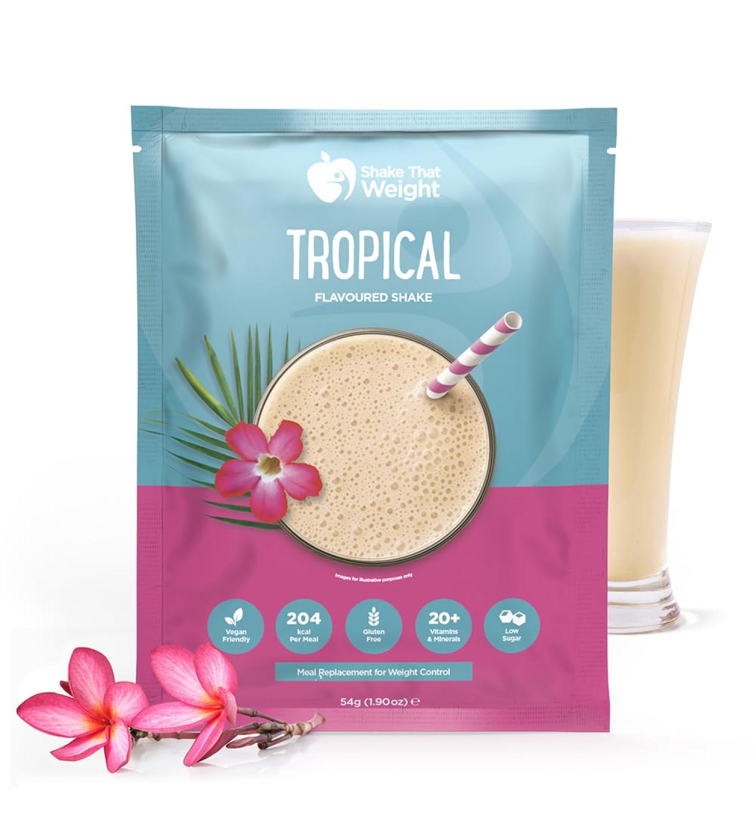 Shake That Weight Tropical Diet Shake - VLCD Meal Replacement Plan - High Protein Vegan Friendly - 54.00g (Pack of 1) - Buy Online on GoSupps.com