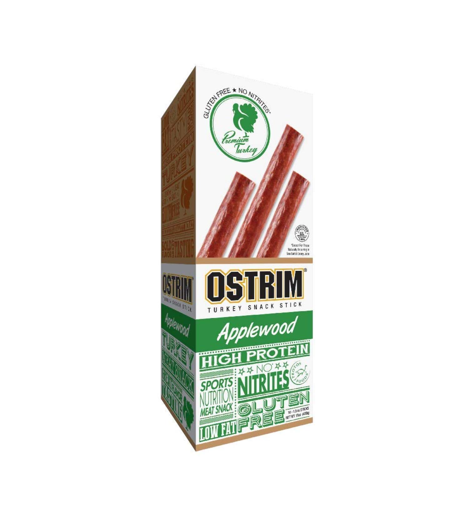Ostrim Turkey Jerky Snack Sticks - Applewood Flavor 1.5 oz (Pack of 10) - Buy Online on GoSupps.com