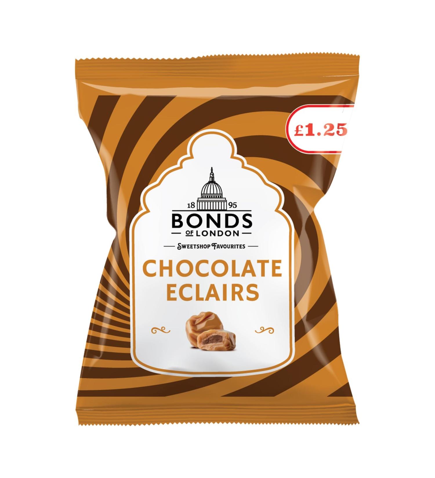 Bonds Chocolate Eclairs Bags | Toffee Sweets | No Artificial Colour | Traditional Favourites | 120g | (Pack of 12)