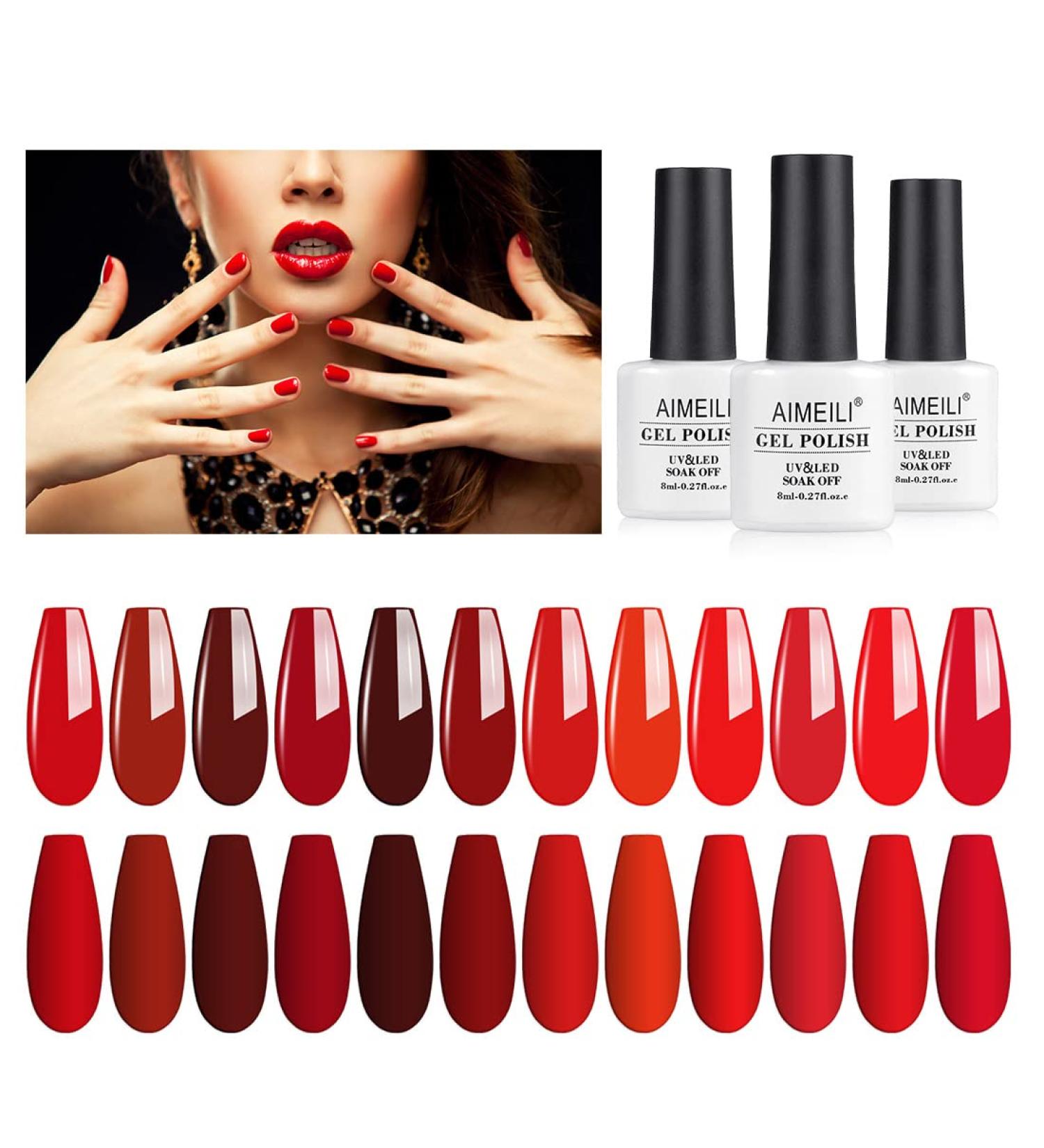 AIMEILI 12pcs Maroon Brown Gel Nail Polish Set â€“ Valentineâ€™s Day Gift for Women & Moms - Buy Online on GoSupps.com