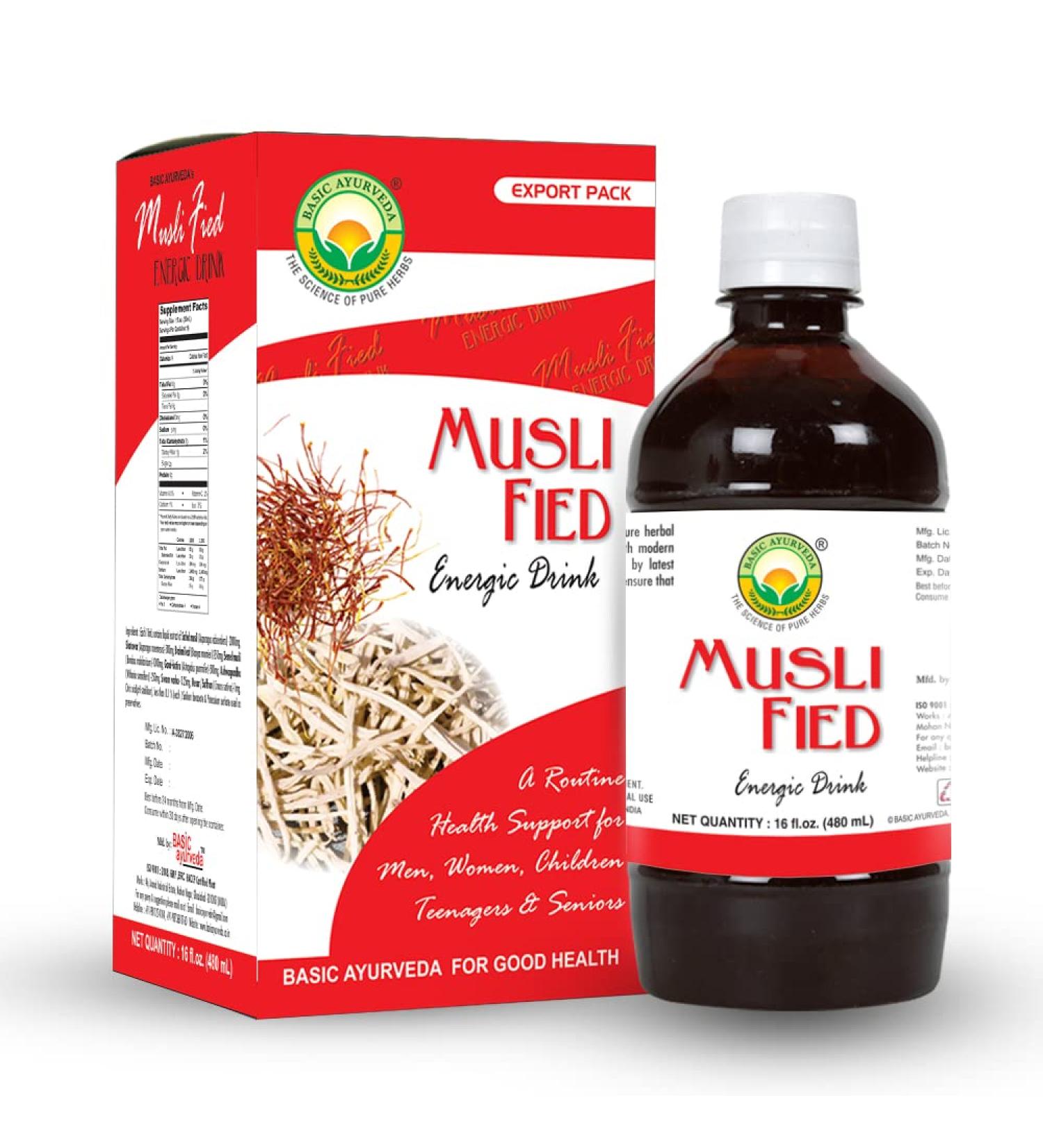 BASIC AYURVEDA Safed Musli Drink | Herbal Beverage | Suitable for Men & Women | 16.23 fl oz (480 ml) - Buy Online on GoSupps.com