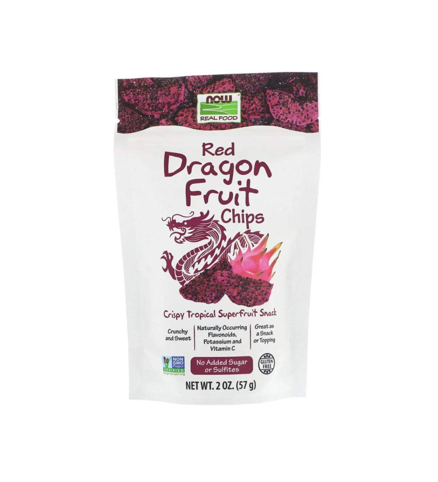 Now Foods Red Dragon Fruit Chips 2 oz - Healthy Snack | Real Foods - Buy Online on GoSupps.com
