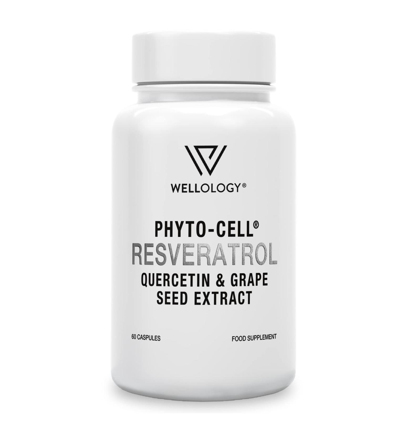 High Purity 750mg Trans Resveratrol with Quercetin & Grape Seed Extract - 60 Vegan Capsules | Wellology - Buy Online on GoSupps.com