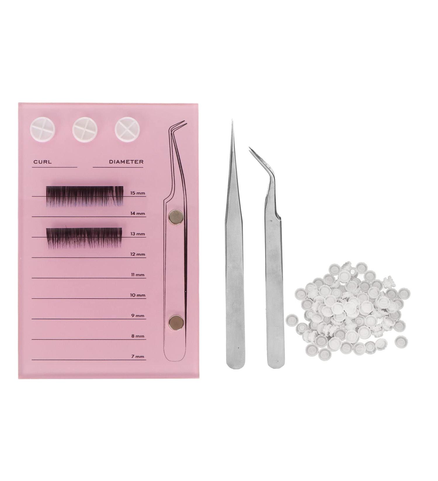 Shop Eyeline 3-in-1 Eyelash Extension Tablet - 9 Rows 7-15mm Acrylic Pallet Tool with 2 Tweezers & 100 Adhesive Cups - International Shipping - Buy Online on GoSupps.com