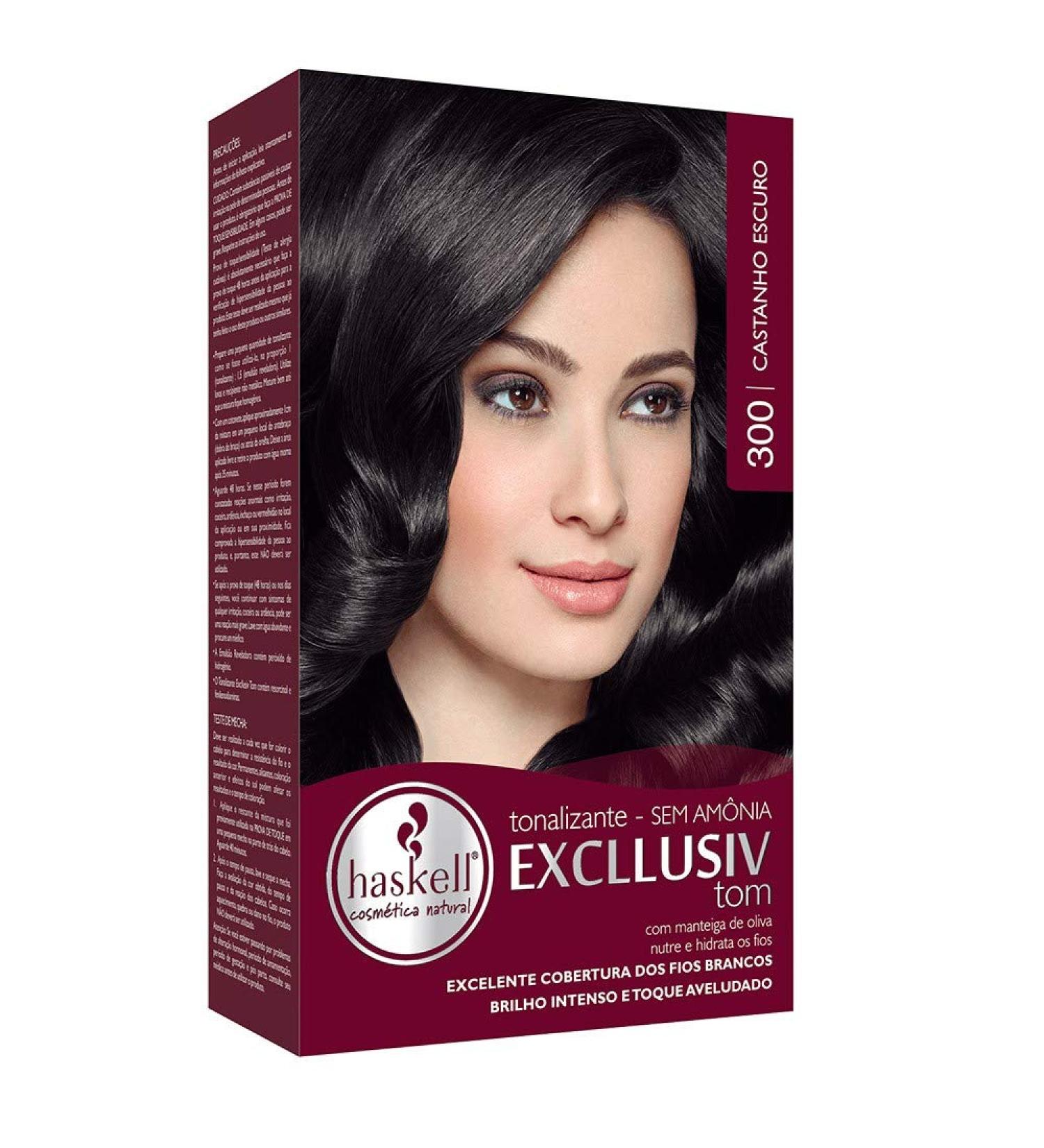 Haskell Linha Excllusiv Tom Castanho Escuro 300 - Kit Bisnaga + Frasco Aplicador + Sache | Dark Brown Hair Dye Set - Buy Online on GoSupps.com