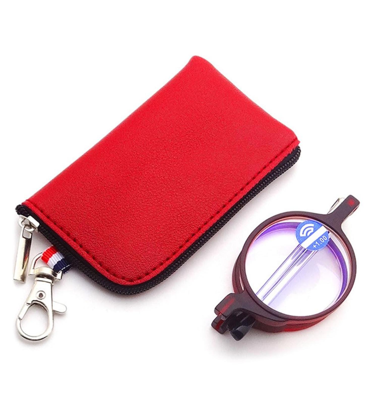 Vevesmundo Blue Light Filter Foldable Reading Glasses - Compact & Collapsible Mini Glasses with Case - Anti Blue Light Aid in Red (2.0x) - Buy Online on GoSupps.com