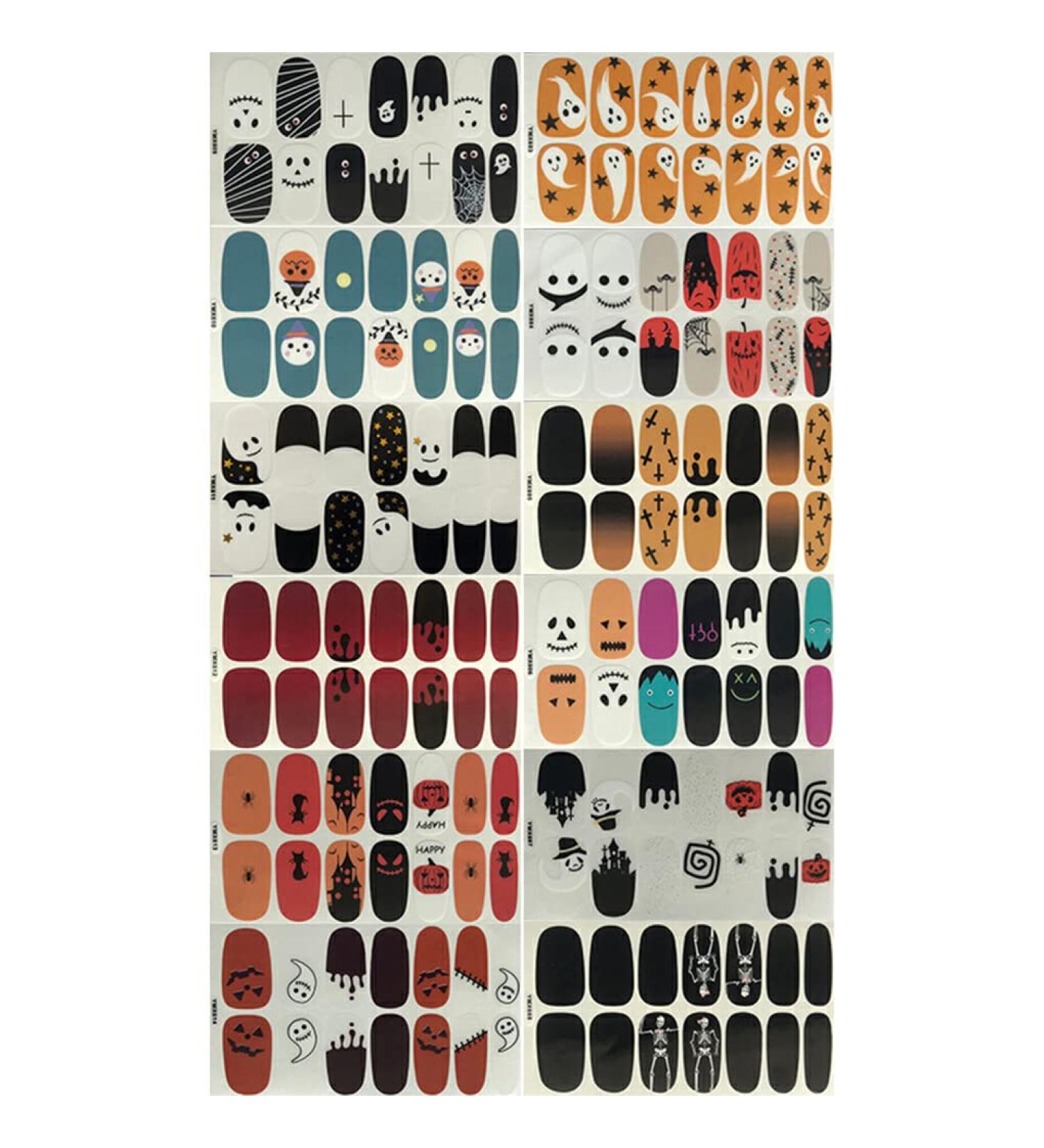 rongweiwang 12 Pieces Halloween Nail Stickers with Good Craftsmanship Polish Strips Fingernail Decal Party Props for Women Girls - Buy Online on GoSupps.com