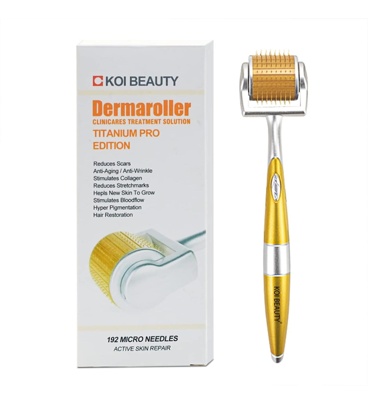 KOI BEAUTY Derma Roller 0.5mm- 192 Real Individual Needles Titanium Microneedling Roller for Hair Beard Roller for Beard Growth Dermaroller for Face Body Scalp for Women Men At Home 192 Real Individual Needle 0.5mm - Buy Online on GoSupps.com