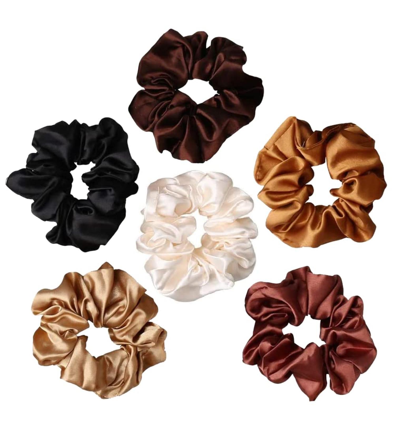6 Pieces Satin Hair Ties - Soft Silk Elastic Scrunchies for All Occasions | International Shipping Available - Buy Online on GoSupps.com