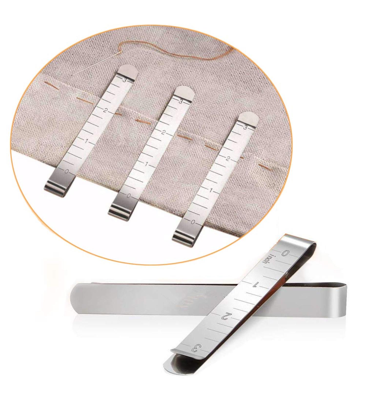 Sewing Clips Set - 20 Stainless Steel Hemming Clips with 3 Inches Measurement Ruler - Quilting Supplies - Buy Online on GoSupps.com