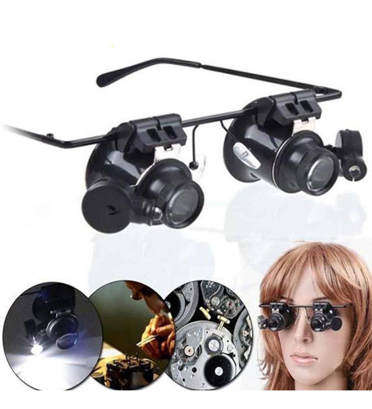 Magnifying Glass Headband with 2 LED Light 20X Handsfree Headset Head Mounted Magnifying Glasses for Reading Electronic Repair Jewelry Sewing - Buy Online on GoSupps.com