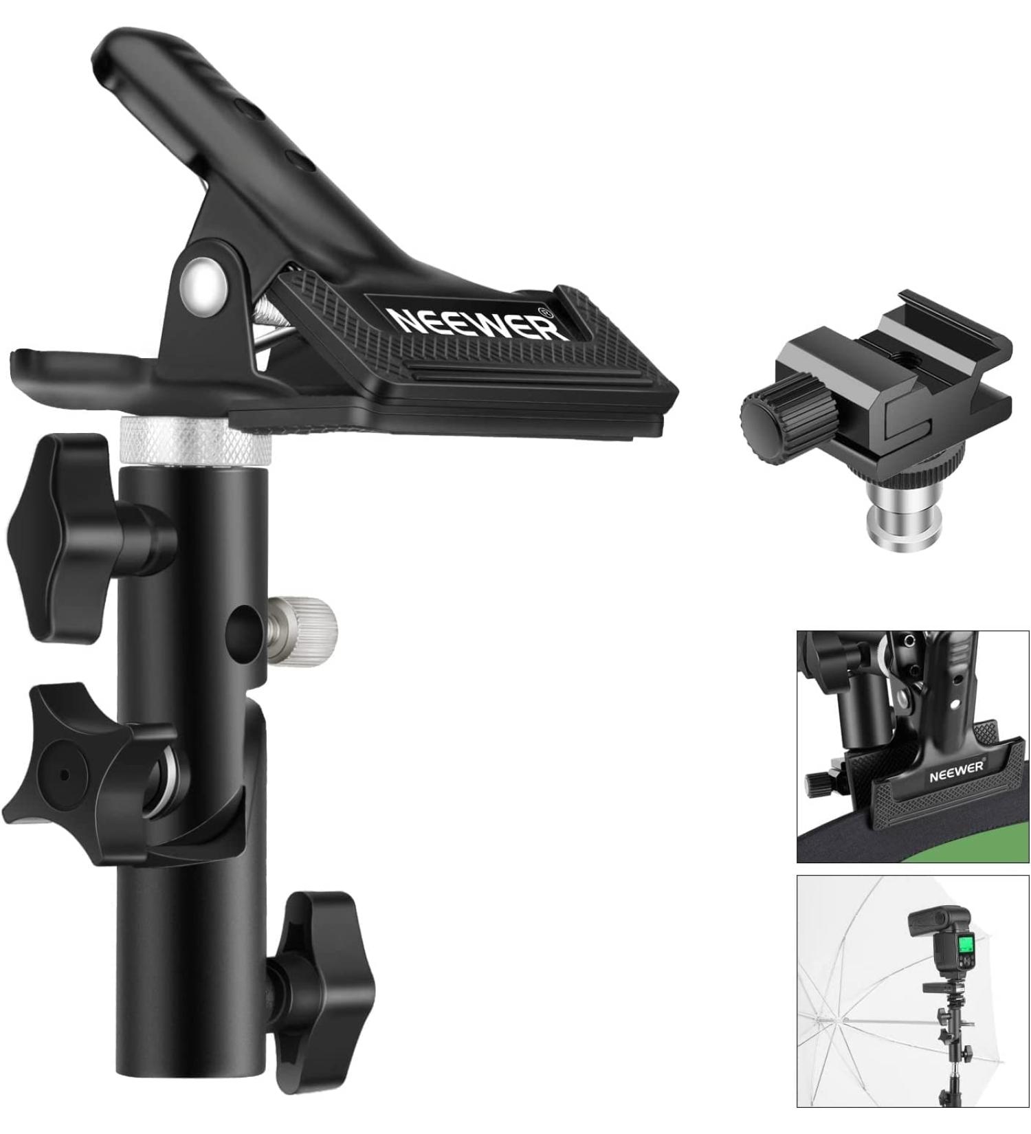 Neewer Heavy Duty Metal Clamp Holder with Cold Shoe Adapter for Speedlite Flash and Umbrella | Studio Light Stand Mounting - Buy Online on GoSupps.com