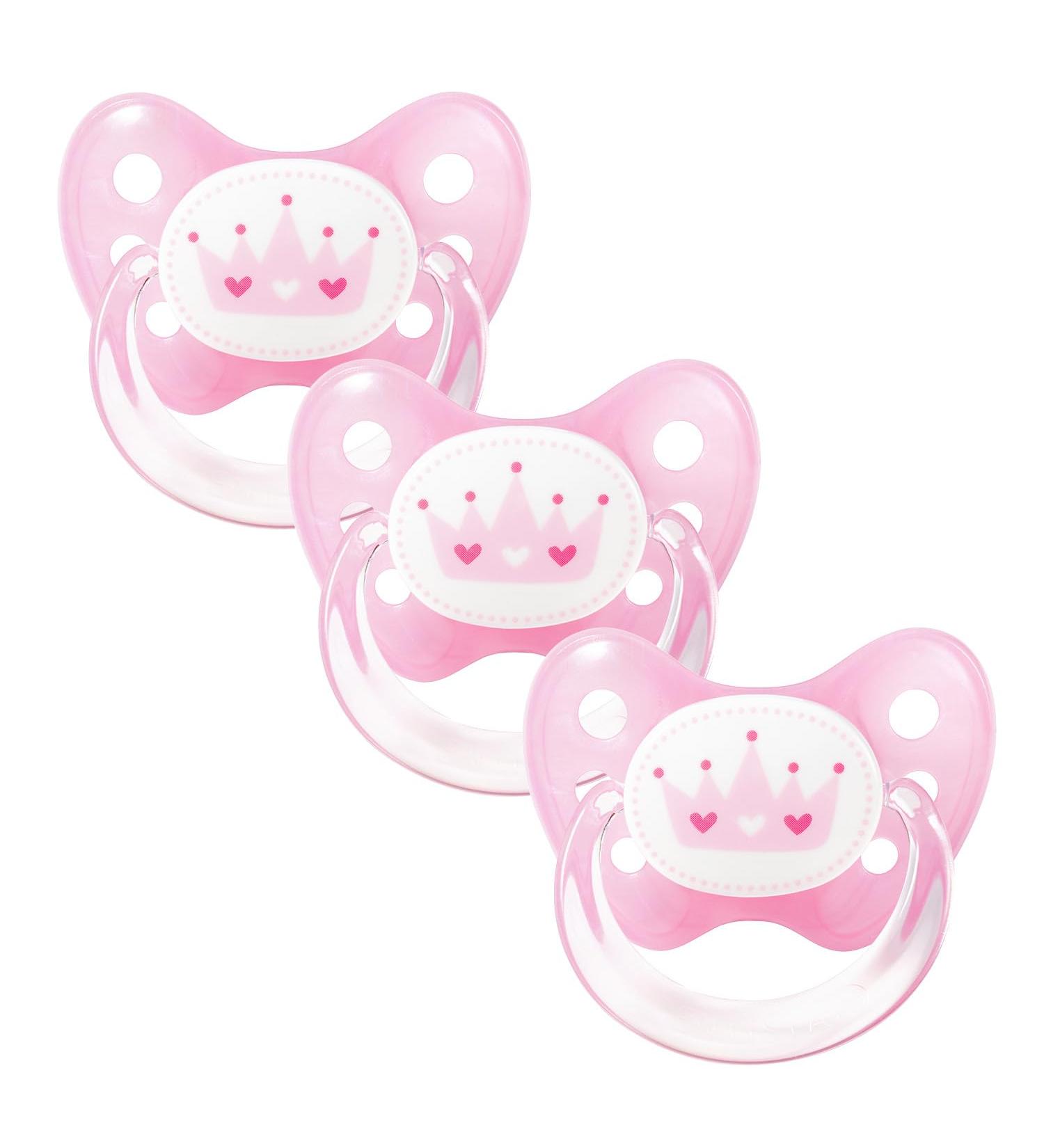 Dentistar Silikon Schnuller Set | Size 2 (6-14 Months) | Tooth & Jaw-Friendly | BPA-Free | Made in Germany | Krone Pink - Buy Online on GoSupps.com