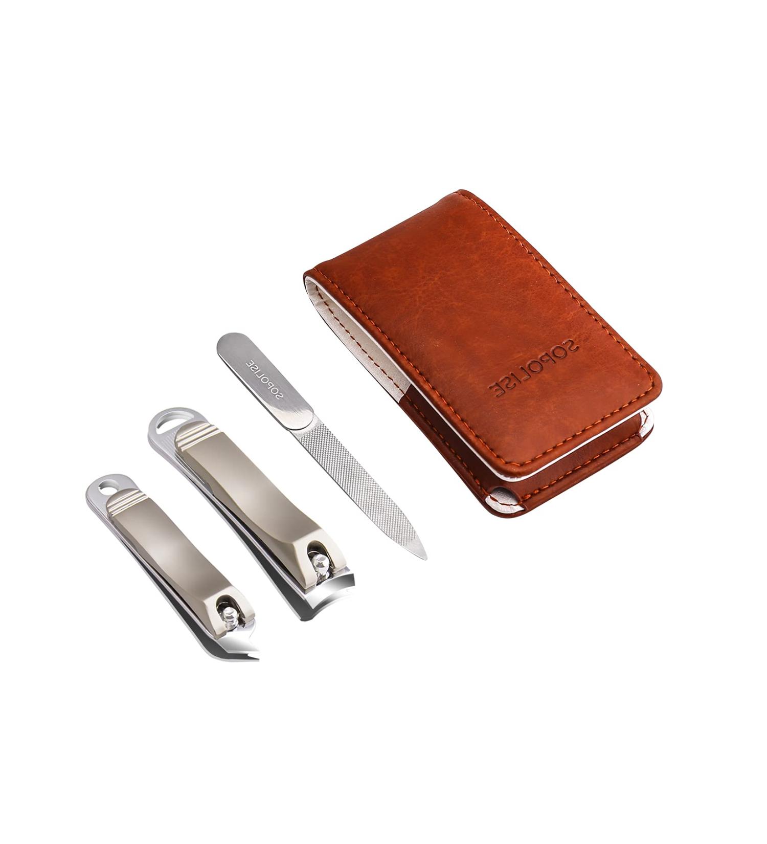 SOPOLISE Nail Clipper Set - Premium Carbon Steel Clippers with File and Case (3 PCS) - Buy Online on GoSupps.com