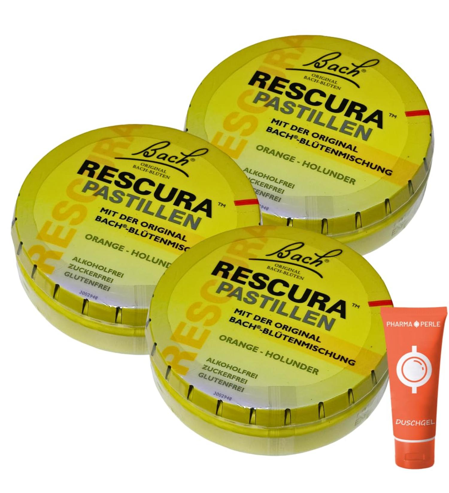 Buy Bach Original Rescura Pastilles - Fruity Flower Mixture for Inner Peace | 3x50g Spar-Set Plus Pharma Pearl (Orange-Holunder) - International Shipping Available - Buy Online on GoSupps.com