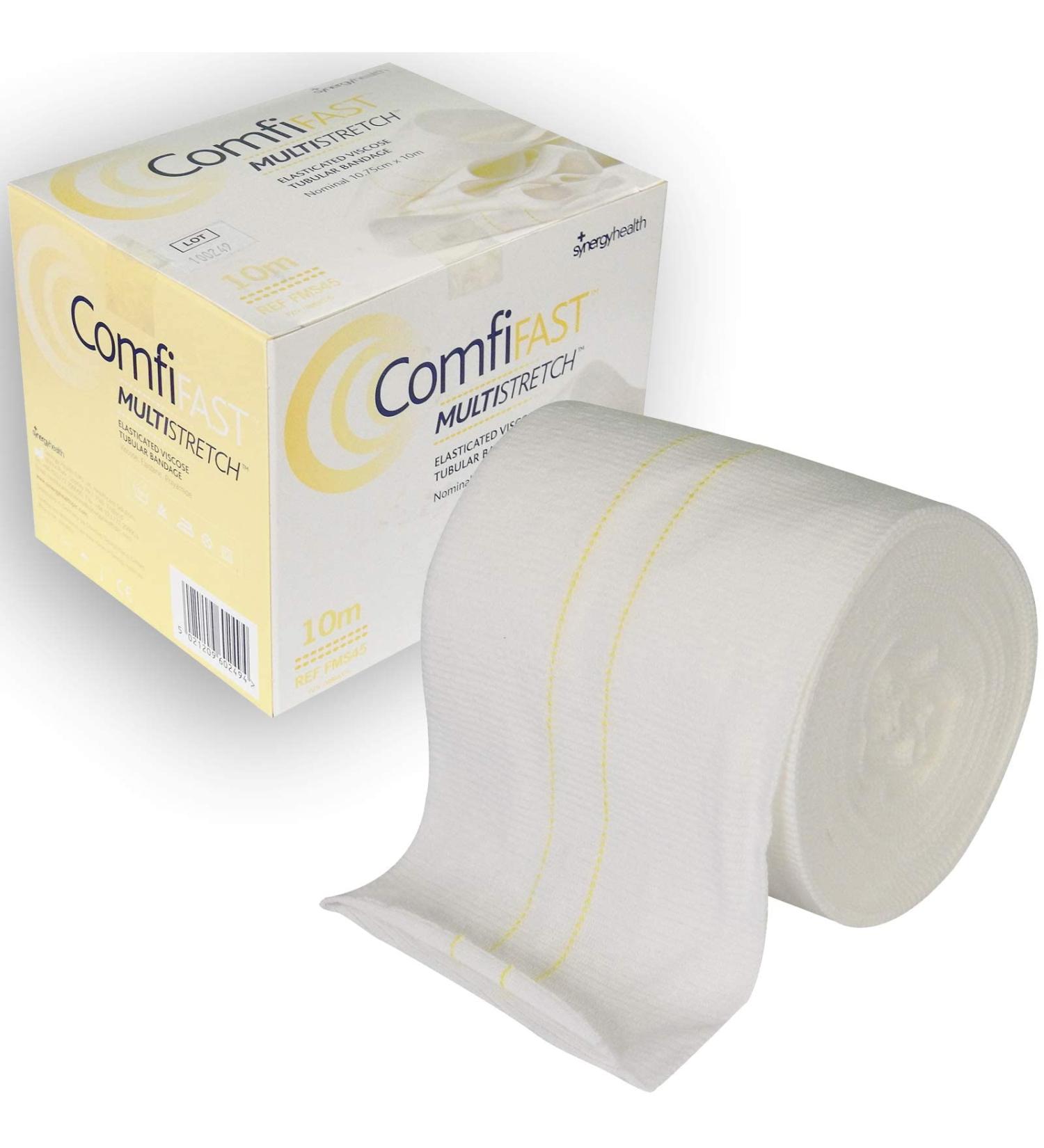 Comfifast Elasticated Multistretch Tubular Viscose Bandage for X-Large Limbs Childs Trunk - 10.75cm x 10m (Yellow Line) - Buy Online on GoSupps.com