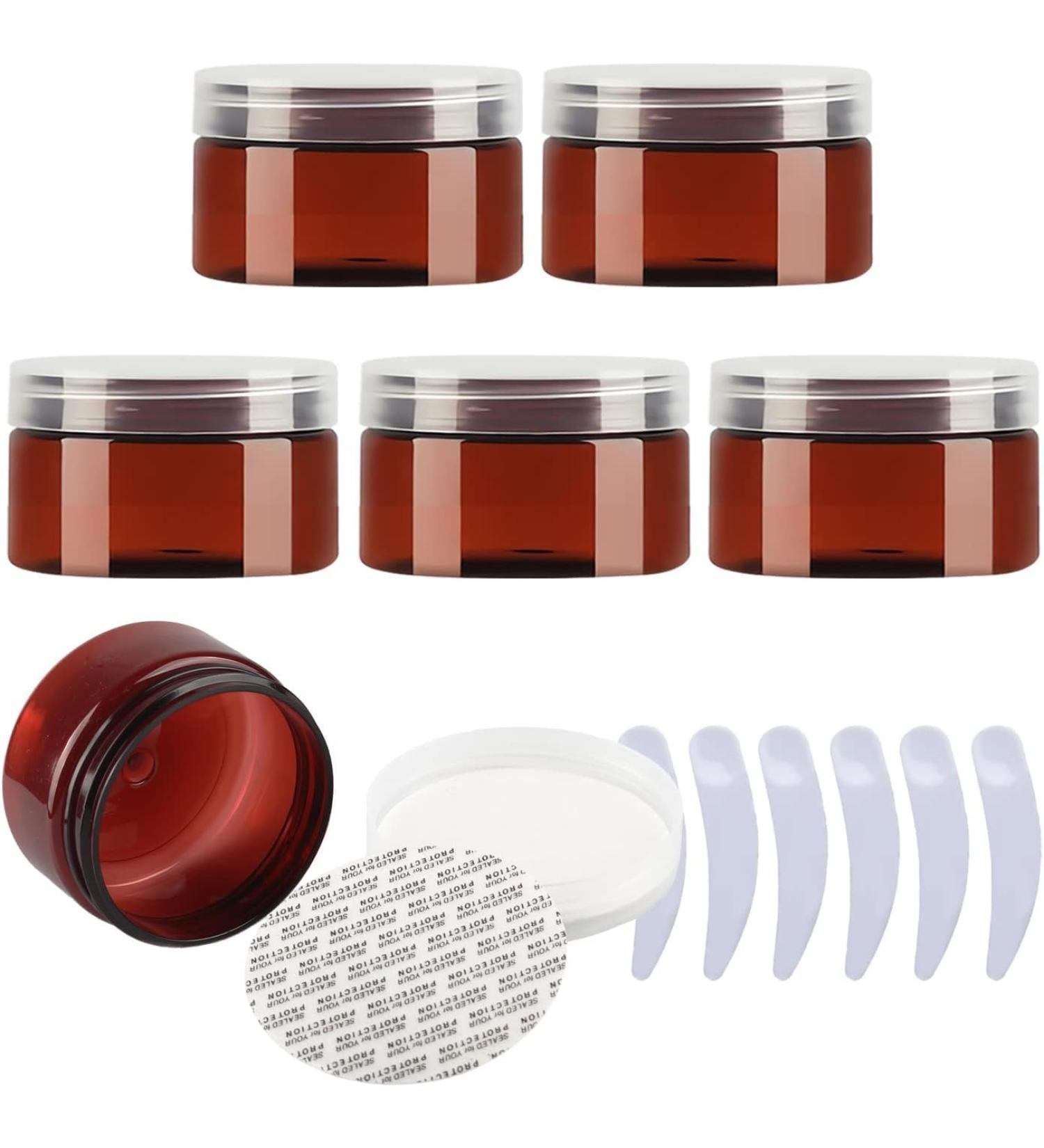 ELEGAM travel pots for cream small pots with lids Pack of 6 100ml Blue Plastic Cream Jars Cosmetic Pots with Clear Lids Containers for Toiletries (Color : Bruin Size : 100ml) 100ml Bruin - Buy Online on GoSupps.com