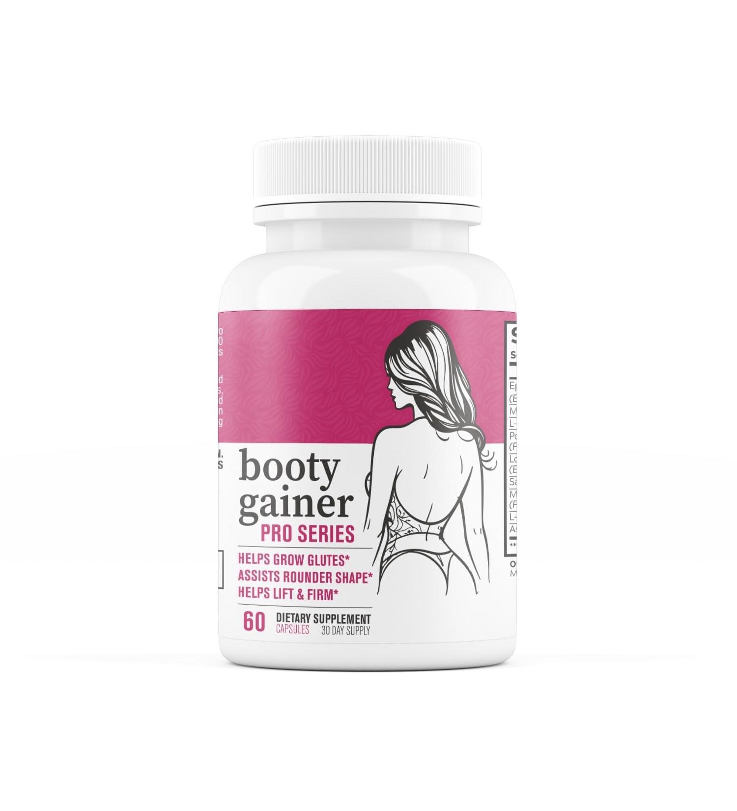 Booty Gainer Pro Series - Weight Gainer for Women to Grow Thicker Booty & Larger Buttox | Helps Naturally Curve & Shape Body | Grow Rounder Wider & Thicker Glutes for BBL Growth - 60 Capsules - Buy Online on GoSupps.com